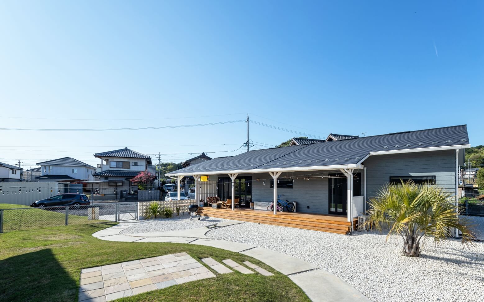 本格派カリフォルニアスタイルの森住建住宅の外観